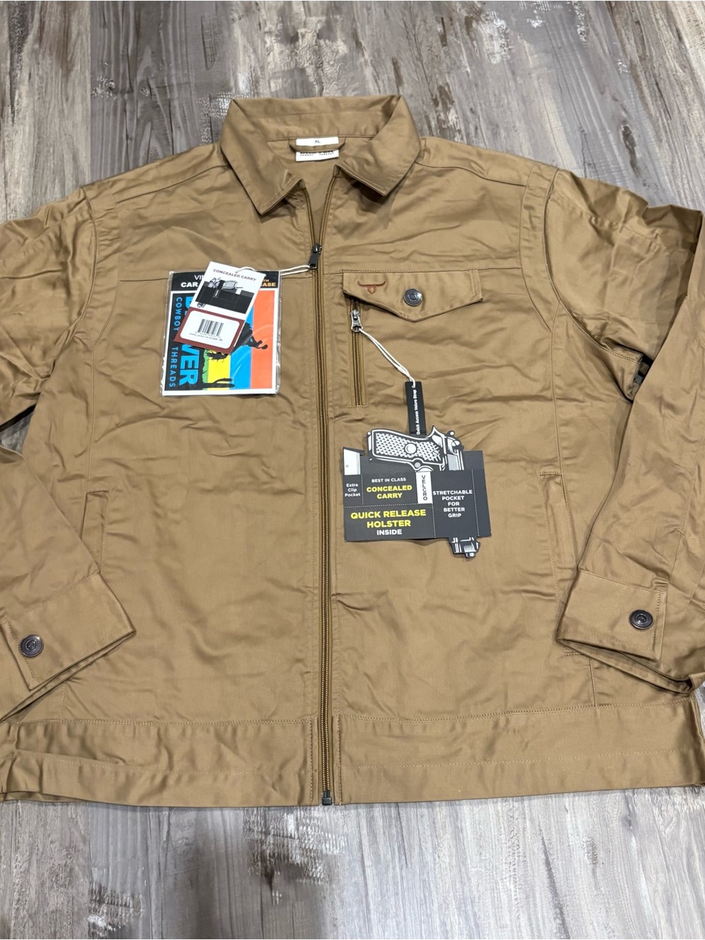 Drover Cowboy Threads Concealed Carry Jacket - Khaki SZ XL NWT